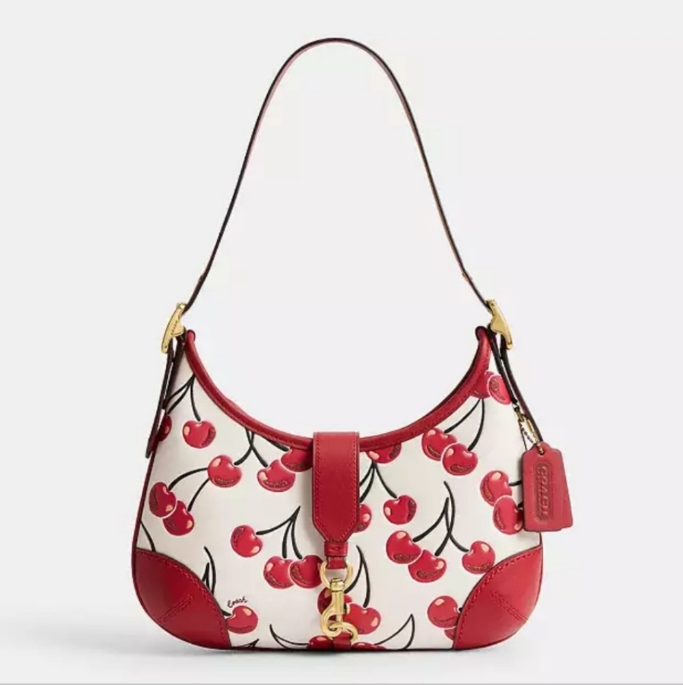 NWT! Coach Cherry Pattern Shoulder Bag - Red and Cream